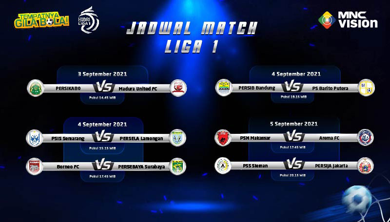 Jadwal BRI Liga 1, 3 sampai 5 September 2021