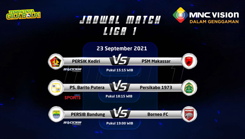 Jadwal Pertandingan BRI Liga 1, 23 September 2021